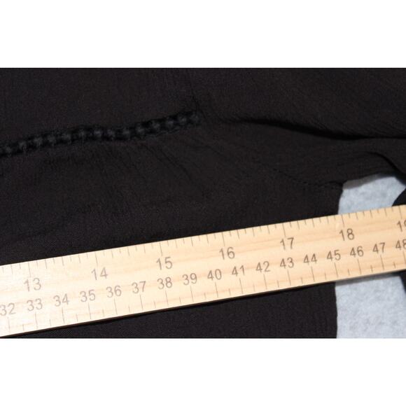 American Rag Womens Black Crochet Shoulder LS Drawstring Top Size Small - Picture 5 of 5